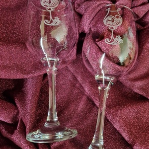 Borospohár szett, rózsás - otthon & életmód - konyhafelszerelés, tálalás - tálalás - boros poharak, szettek - Meska.hu