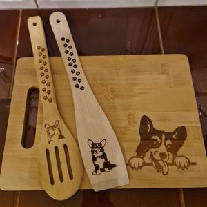 Konyhai szett, corgi - otthon & életmód - konyhafelszerelés, tálalás - sütés, főzés - vágódeszka - Meska.hu