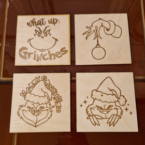 Poháralátét szett, karácsonyi, grinch - Meska.hu