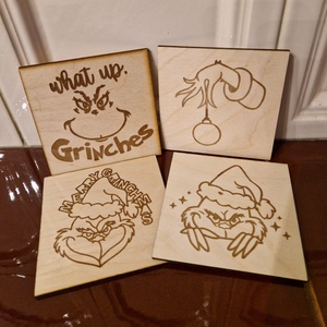 Poháralátét szett, karácsonyi, grinch - otthon & életmód - konyhafelszerelés, tálalás - tálalás - tányér- és poháralátét - Meska.hu