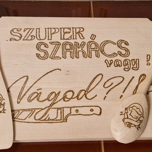 Konyhai szett, szuper szakács, bambusz - otthon & életmód - konyhafelszerelés, tálalás - sütés, főzés - vágódeszka - Meska.hu