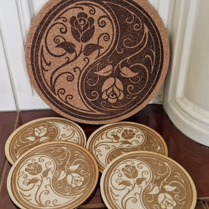 Rózsa konyhai szett, Otthon & Életmód, Konyhafelszerelés, tálalás, Sütés, főzés, Edényalátét, Gravírozás, pirográfia, MESKA