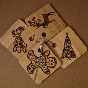 Poháralátét szett, karácsonyi 3 - Meska.hu