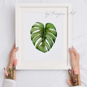 Monstera, trópusi levél - A4-es nyomat eredeti akvarell festmény alapján - művészet - festmény - akvarell - Meska.hu