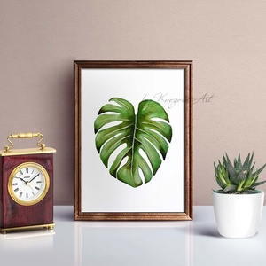 Monstera, trópusi levél - A4-es nyomat eredeti akvarell festmény alapján - művészet - festmény - akvarell - Meska.hu