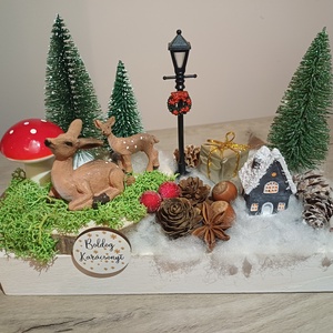 Karácsonyi asztaldísz, Karácsony, Karácsonyi lakásdekoráció, Karácsonyi falu, házikó, , MESKA
