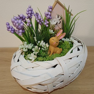 Nyuszis tavaszi asztaldísz - otthon & életmód - dekoráció - asztal és polc dekoráció - asztaldísz - Meska.hu