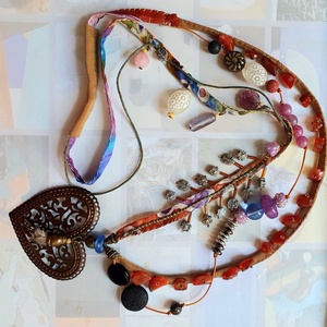 Szivküldi, Ékszer, Nyaklánc, Hosszú nyaklánc, Ékszerkészítés, Varrás, MESKA