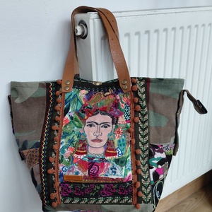 Viva Frida, Táska & Tok, Bevásárlás & Shopper táska, Shopper, textiltáska, szatyor, Újrahasznosított alapanyagból készült termékek, Varrás, MESKA