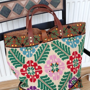 Ethno- chic, Táska & Tok, Bevásárlás & Shopper táska, Shopper, textiltáska, szatyor, Újrahasznosított alapanyagból készült termékek, Varrás, MESKA