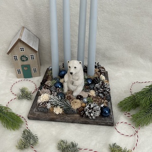 Adventi tál jegesmedvével, Otthon & Életmód, Dekoráció, Asztal és polc dekoráció, Asztaldísz, Virágkötés, MESKA