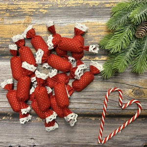 Textil szaloncukor csomag 15 db-os - Piros - Arany - Meska.hu