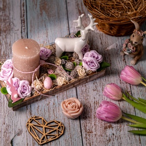 Tavaszi tál szarvassal és gyertyával - Meska.hu