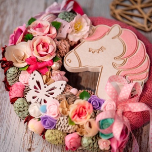 Unikornis-os, egyszarvús ajtódísz  - otthon & életmód - dekoráció - ajtó- és ablak dekoráció - ajtódísz & kopogtató - Meska.hu