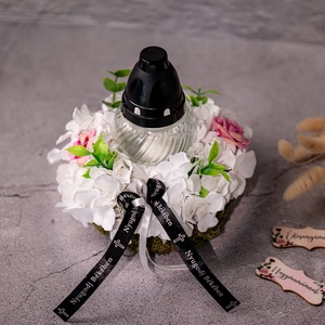 Sírdísz, kegyeleti dísz fehér hortenziával, rózsával - otthon & életmód - vallás - temetkezési tárgy - temetői gyertyák, mécsesek - Meska.hu