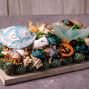 Tengerparti tál teknőssel és gyertyával - Meska.hu