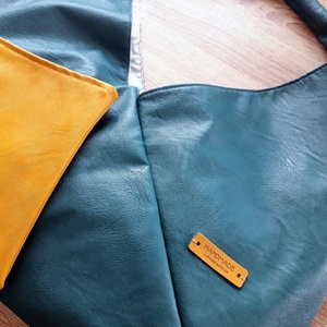 Türkiz textilbőr táska nagy méret - Meska.hu