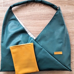 Türkiz textilbőr táska nagy méret - táska & tok - kézitáska & válltáska - válltáska - Meska.hu