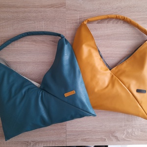 Türkiz textilbőr táska nagy méret - táska & tok - kézitáska & válltáska - válltáska - Meska.hu