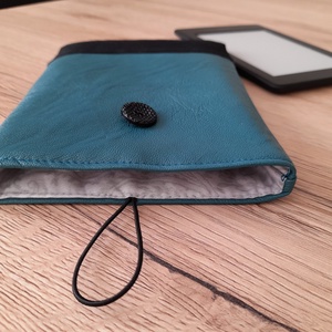 Türkiz textilbőr tok egy kis feketével (e-book, tablet, laptop tok, könyvtok) - táska & tok - ebook & tablet tok - Meska.hu