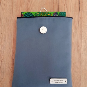 Szürke/kék könyvtok, tablet, e-book, notebook tok, Táska & Tok, Ebook & Tablet tok, Varrás, MESKA
