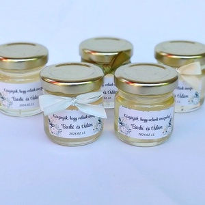 Elegáns mézes Köszönetajándék vendégeknek, mini mézes köszönetajándék vendégeknek,virágmintás köszönőajándék, Esküvő, Emlék & Ajándék, Köszönőajándék, Élelmiszer előállítás, MESKA