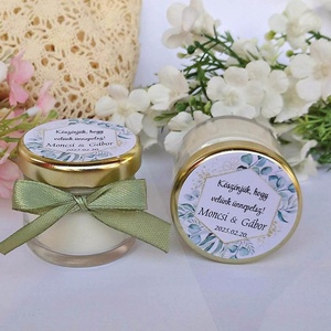 Illatos Szójaviasz gyertya és mézes  köszönet ajándék köszönetajándék vendégeknek,köszönőajándék ,köszönőajándék - Meska.hu