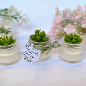 Kövirózsás köszönetajándék gyertya köszönetajándék köszönet ajándék vendégeknek, Esküvő, Emlék & Ajándék, Köszönőajándék, Gyertya-, mécseskészítés, MESKA