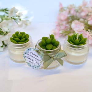 Kövirózsás köszönetajándék gyertya köszönetajándék köszönet ajándék vendégeknek, Esküvő, Emlék & Ajándék, Köszönőajándék, Gyertya-, mécseskészítés, MESKA