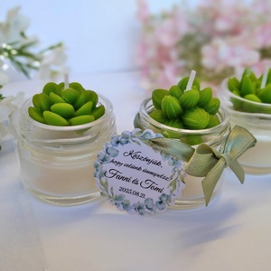 Kövirózsás köszönetajándék gyertya köszönetajándék köszönet ajándék vendégeknek - esküvő - emlék & ajándék - köszönőajándék - Meska.hu