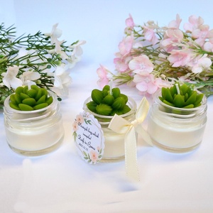 Kövirózsás köszönetajándék gyertya köszönetajándék köszönet ajándék vendégeknek, Esküvő, Emlék & Ajándék, Köszönőajándék, Gyertya-, mécseskészítés, MESKA