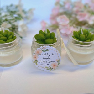 Kövirózsás köszönetajándék gyertya köszönetajándék köszönet ajándék vendégeknek - esküvő - emlék & ajándék - köszönőajándék - Meska.hu