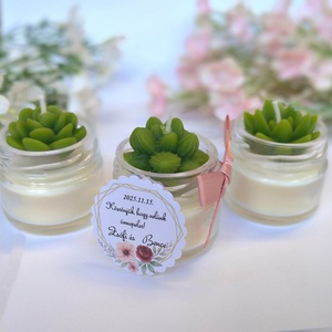 Kövirózsás köszönetajándék gyertya köszönetajándék köszönet ajándék vendégeknek, Esküvő, Emlék & Ajándék, Köszönőajándék, Gyertya-, mécseskészítés, MESKA