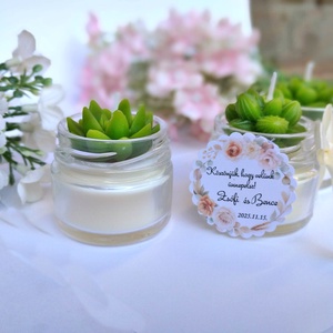 Kövirózsás köszönetajándék gyertya köszönetajándék köszönet ajándék vendégeknek - esküvő - emlék & ajándék - köszönőajándék - Meska.hu