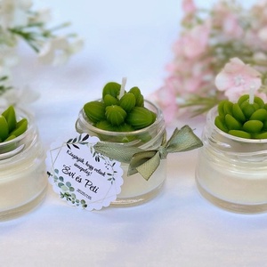 Kövirózsás köszönetajándék gyertya köszönetajándék köszönet ajándék vendégeknek, Esküvő, Emlék & Ajándék, Köszönőajándék, Gyertya-, mécseskészítés, MESKA