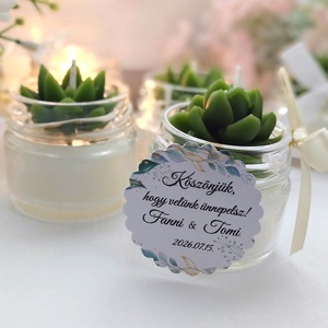  Köszönetajándék KÖVIRÓZSÁS  gyertya köszönetajándék köszönet ajándék vendégeknek - esküvő - emlék & ajándék - köszönőajándék - Meska.hu