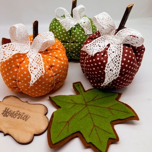 Textil TÖK-  Pöttyösök III. (3db+3 db levél) - otthon & életmód - dekoráció - asztal és polc dekoráció - asztaldísz - Meska.hu