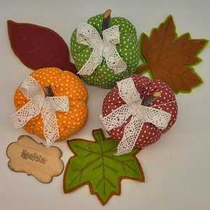 Textil TÖK-  Pöttyösök III. (3db+3 db levél) - otthon & életmód - dekoráció - asztal és polc dekoráció - asztaldísz - Meska.hu