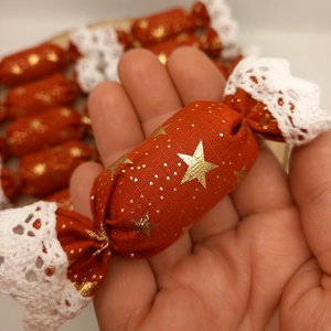 Textil szaloncukor (10 db/csomag) - karácsony - karácsonyi lakásdekoráció - karácsonyfadíszek - Meska.hu