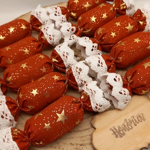 Textil szaloncukor (10 db/csomag), Karácsony, Karácsonyi lakásdekoráció, Karácsonyfadíszek, Varrás, MESKA