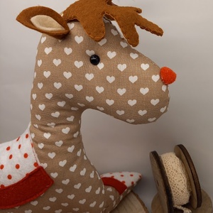 Rudolf szívekkel (36 cm) - karácsony - karácsonyi lakásdekoráció - karácsonyi manók, figurák - Meska.hu
