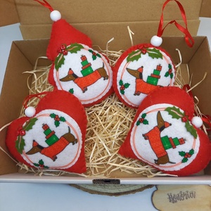  Cuki tacsis - filc karácsonyfa dísz (4db) - karácsony - karácsonyi lakásdekoráció - karácsonyfadíszek - Meska.hu