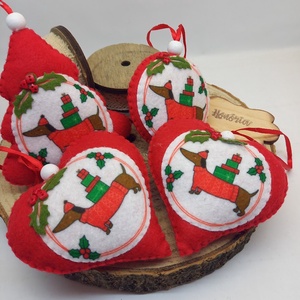  Cuki tacsis - filc karácsonyfa dísz (4db) - karácsony - karácsonyi lakásdekoráció - karácsonyfadíszek - Meska.hu