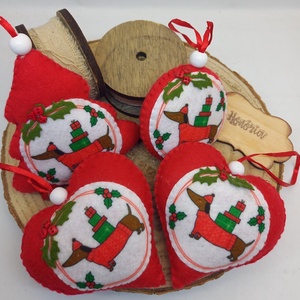  Cuki tacsis - filc karácsonyfa dísz (4db) - karácsony - karácsonyi lakásdekoráció - karácsonyfadíszek - Meska.hu