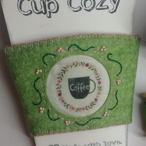 Coffee zöld gyapjúfilcben- bögremelegítő - otthon & életmód - konyhafelszerelés, tálalás - konyhai tárolás - tea & kávé tárolás - Meska.hu