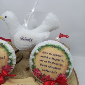 Immánuel: velünk az Isten! - fenyőfadísz csomag galambbal(3DB) - karácsony - karácsonyi lakásdekoráció - karácsonyfadíszek - Meska.hu