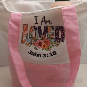 I Am Loved-szatyor, keresztény igével (Jn 3:16), Otthon & Lakás, Papír írószer, Ajándékzsák & Csomagolás, Varrás, MESKA