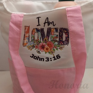 I Am Loved-szatyor, keresztény igével (Jn 3:16), Otthon & Életmód, Papír írószer, Ajándékzsák, csomagolás, Ajándékozás kellékei, Varrás, MESKA