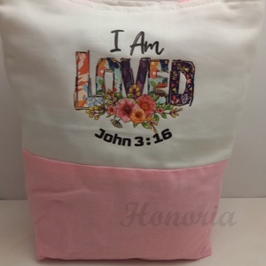 I Am Loved-szatyor, keresztény igével (Jn 3:16) - otthon & életmód - papír, írószer - ajándékozás kellékei - ajándékzsák, csomagolás - Meska.hu