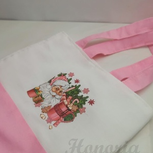 Karácsonyi ajándék zsák/ szatyor-Télapós-rózsaszín, Otthon & Életmód, Papír, írószer, Ajándékzsák, csomagolás, Varrás, MESKA